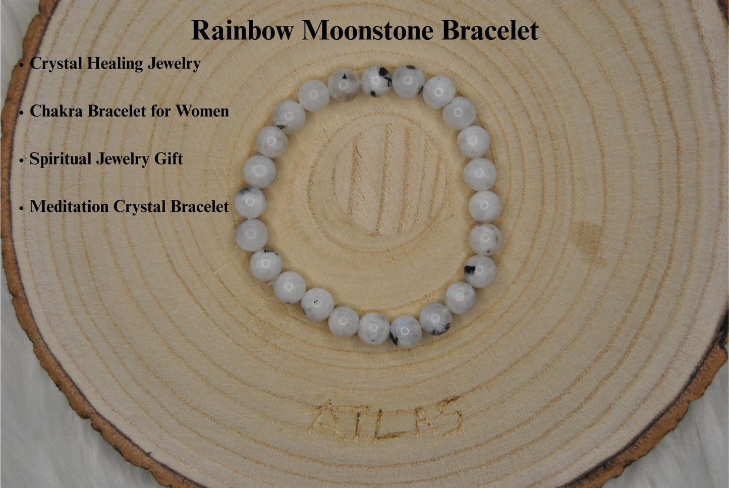 White Rainbow Moonstone Bracelet – Genuine Crystal Healing Jewelry for Intuition & Calm