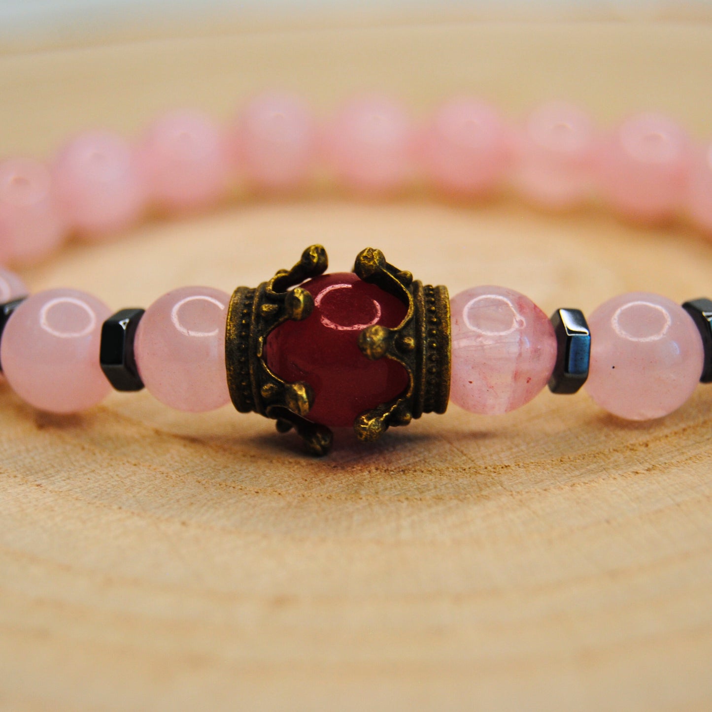  Crown Bracelet with Red Gemstone Accents 