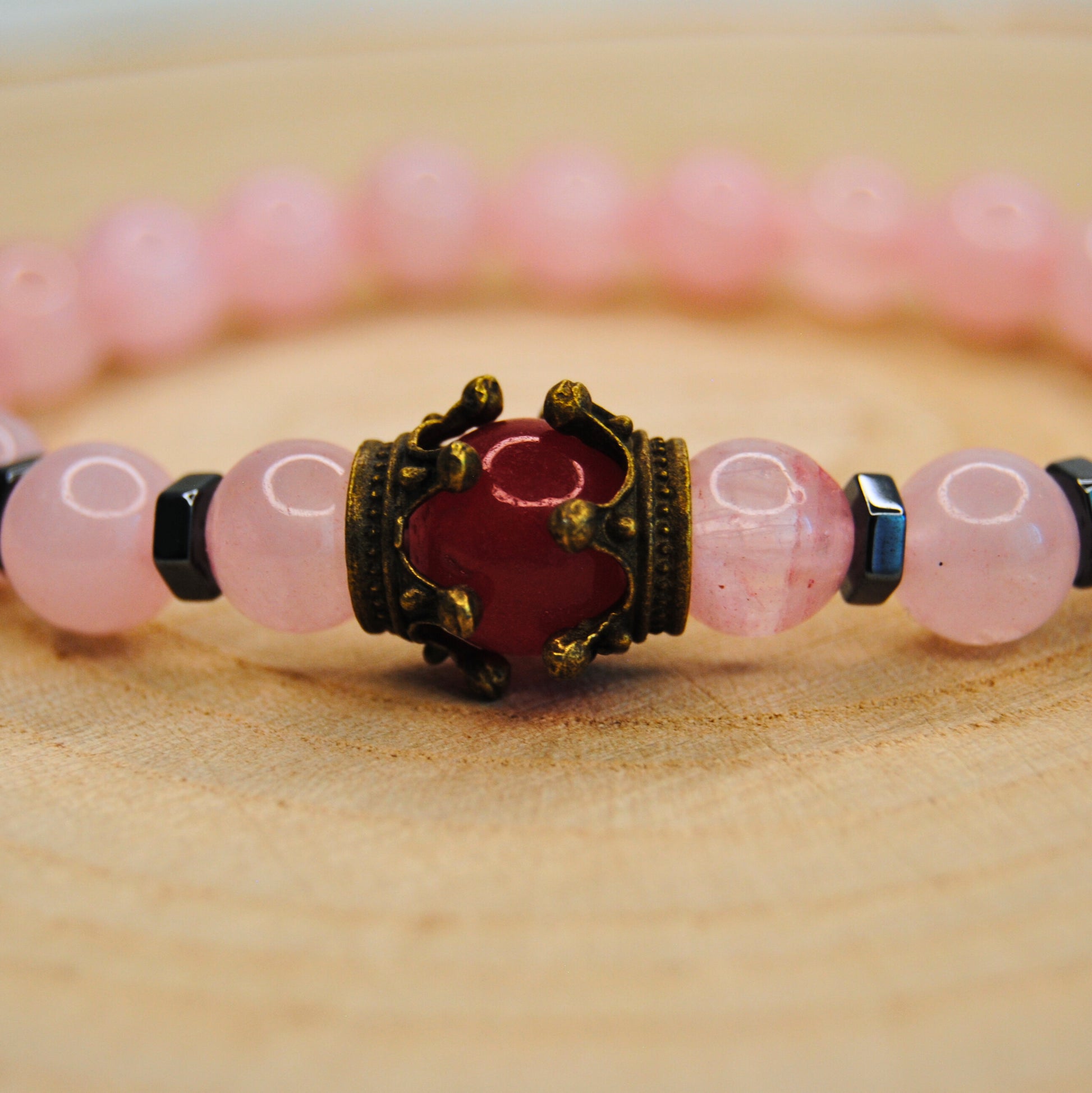  Crown Bracelet with Red Gemstone Accents 