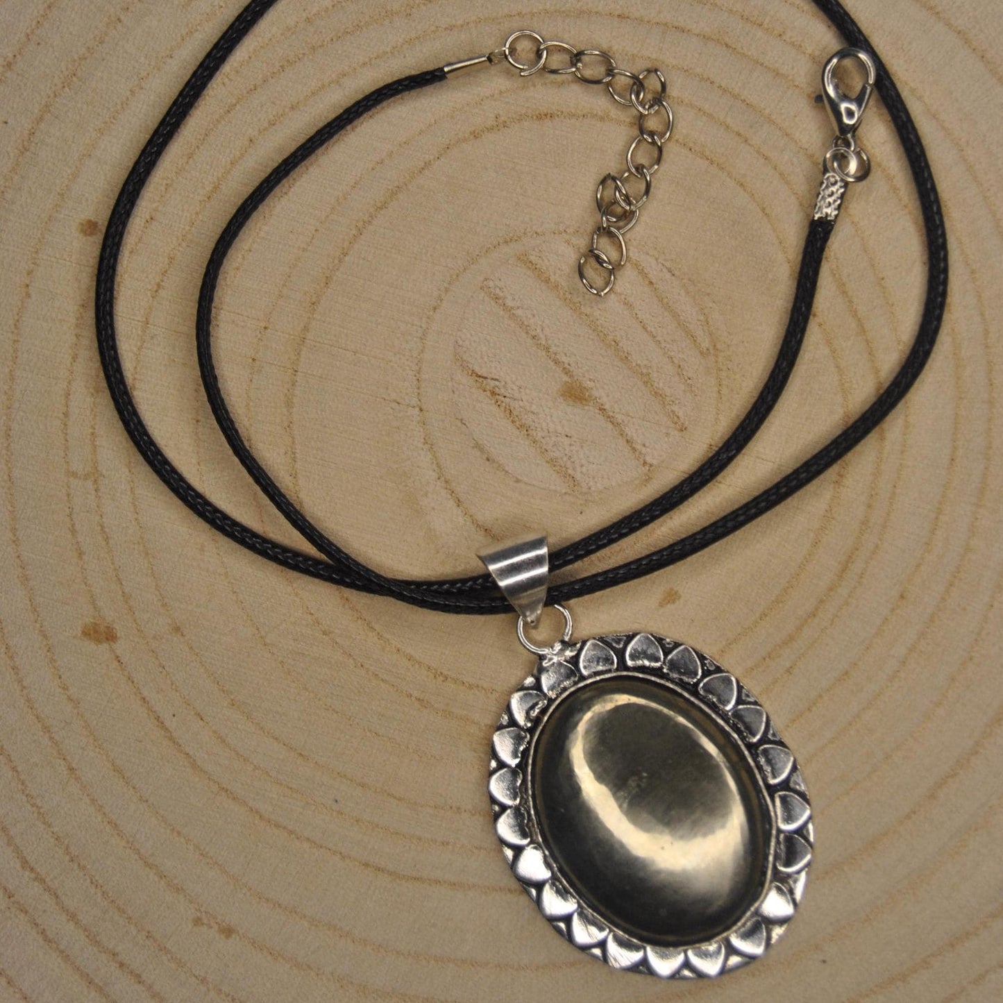 Oval Pyrite Pendant with Chord Gift For her